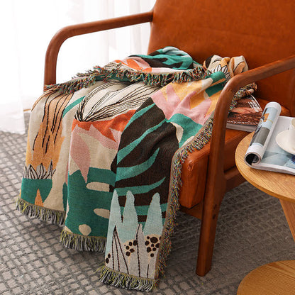 Rural Floral Tassel Decorative Blanket