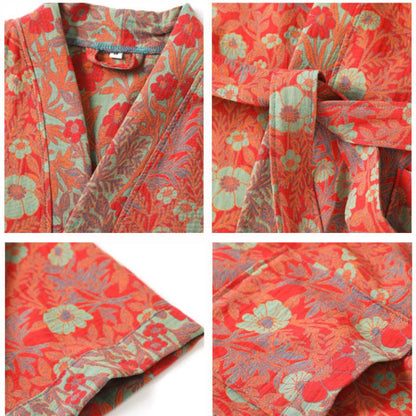 Flower Jacquard Cotton Bathrobe with Belt