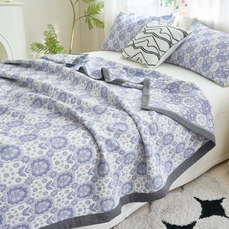 Summer Floral Cotton Gauze Soft Quilt