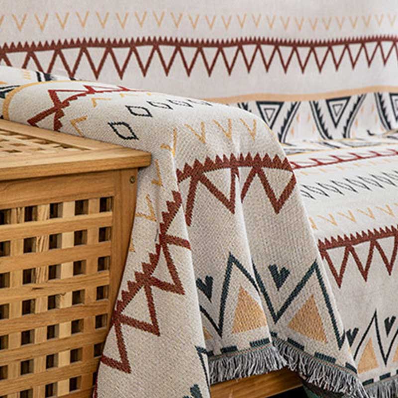 Ownkoti Indian Geometric Blanket Reversible Sofa Cover