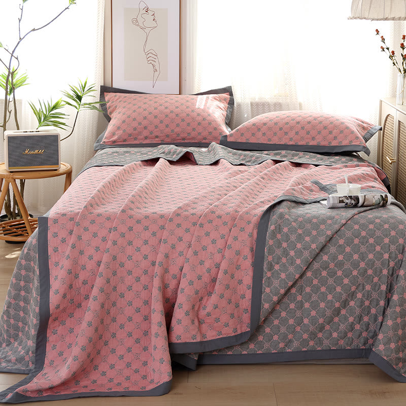 Modern Floral Cotton Gauze Double-side Quilt