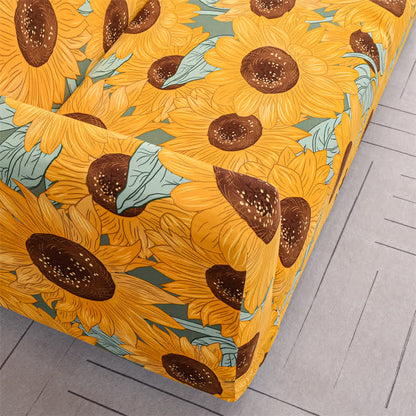 Elastic Stretchable Rural Sunflower Couch Cover