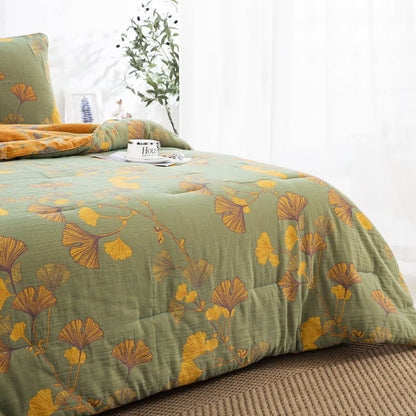 Rustic Ginkgo Leaf Cotton Gauze Bedding