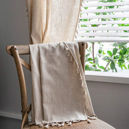 Boho Tassel Beige Light Filtering Curtain