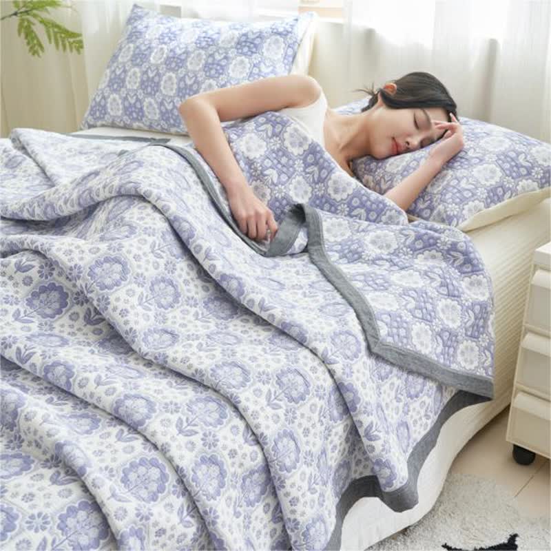 Summer Floral Cotton Gauze Soft Quilt