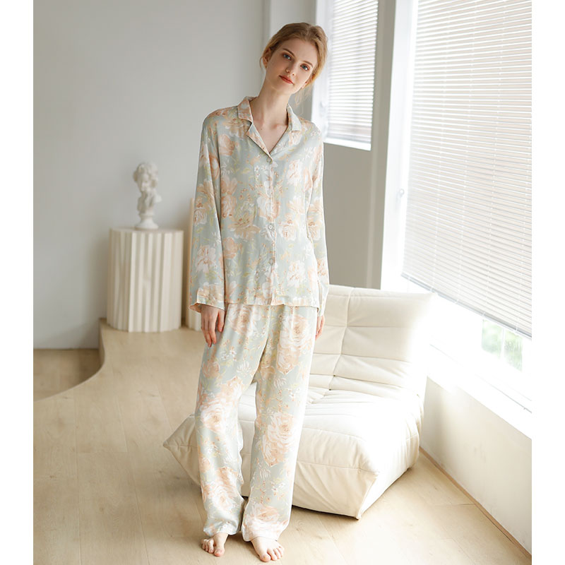 Ownkoti Vintage Floral Long Sleeve V-Neck Loungewear