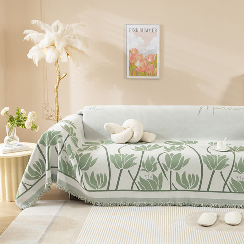 Pastoral Lotus Double-sided Sofa Protector