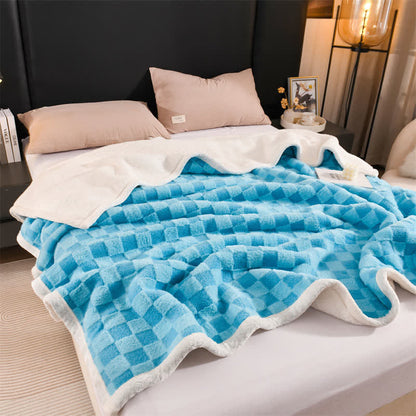 Fashion Checkerboard Thick Warm Throw Blanket