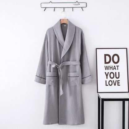 Solid Color Lapel Home Sleep Bathrobe