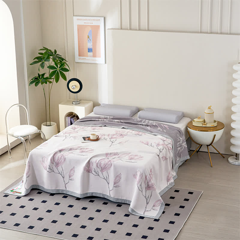 Elegant Floral Lyocell Fiber Gauze Quilt