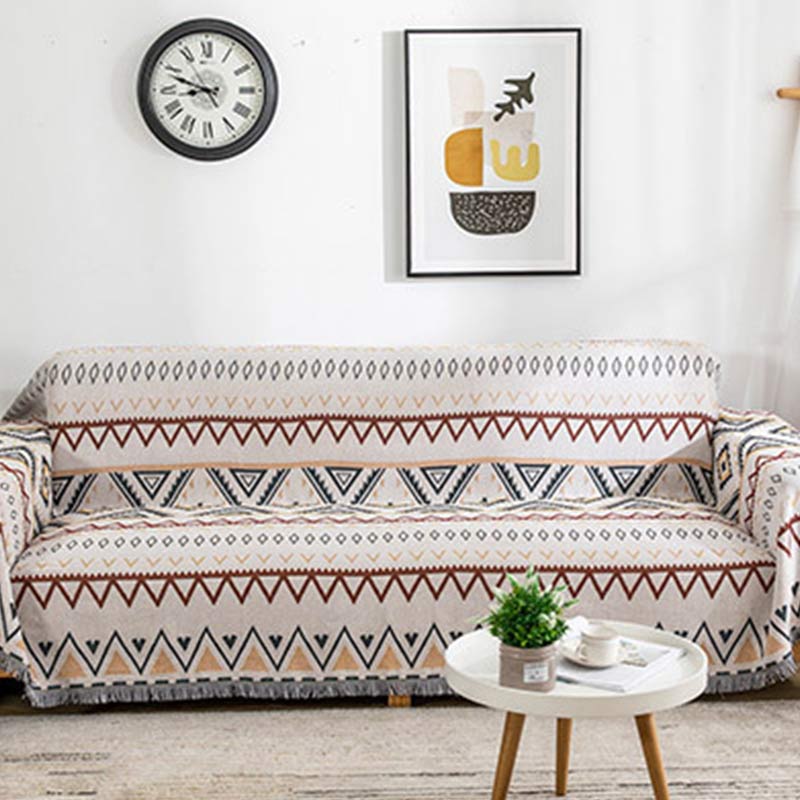 Ownkoti Indian Geometric Blanket Reversible Sofa Cover