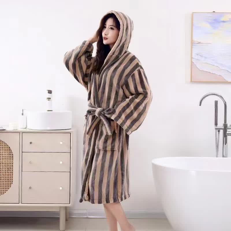 Modern Line Comfy Fleece Hooded Bathrobe