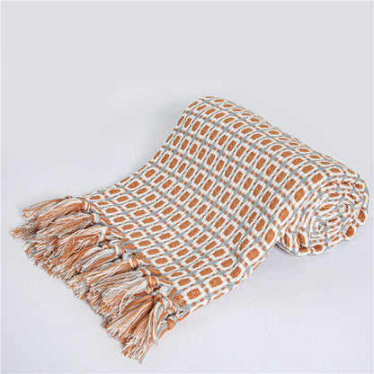 Ownkoti Knitted Sofa Blanket Couch Blanket With Tassels