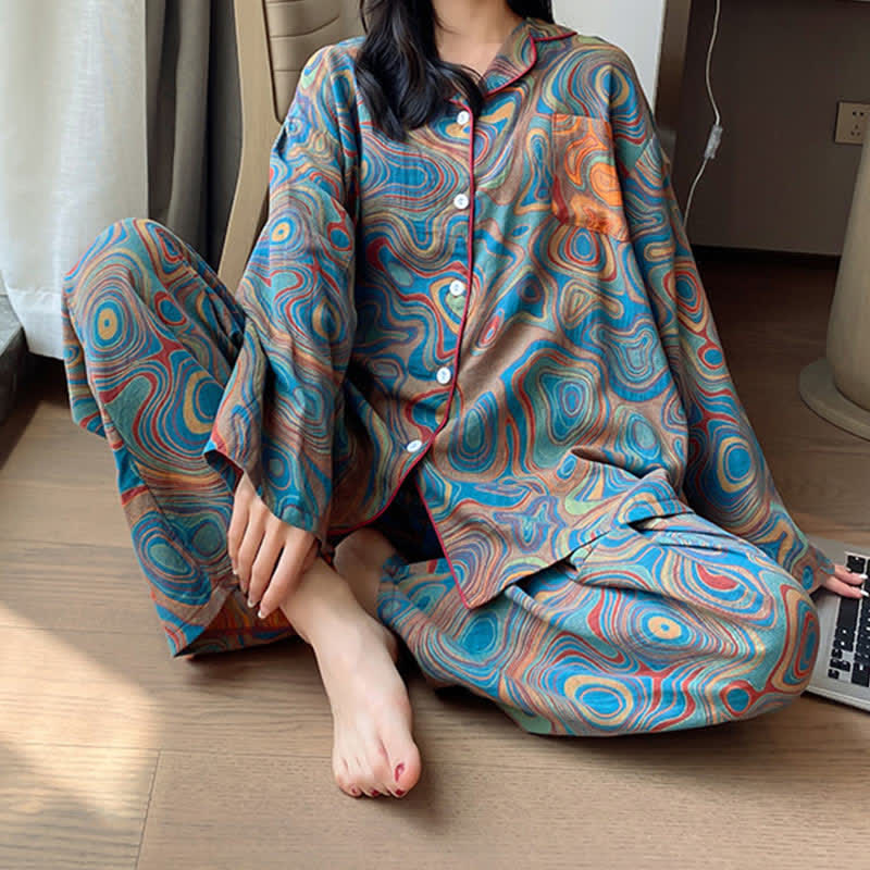 Plus Size Art Print Cotton Loungewear Set - image 4