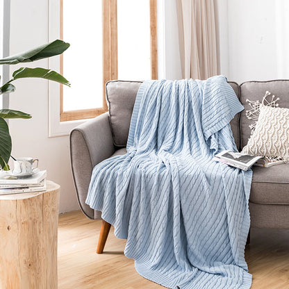 Ownkoti Solid Color Cotton Sofa Knit Blanket