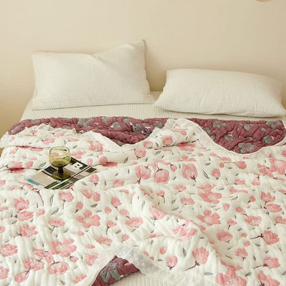 Peach Blossom Bamboo Fiber Soft Quilt