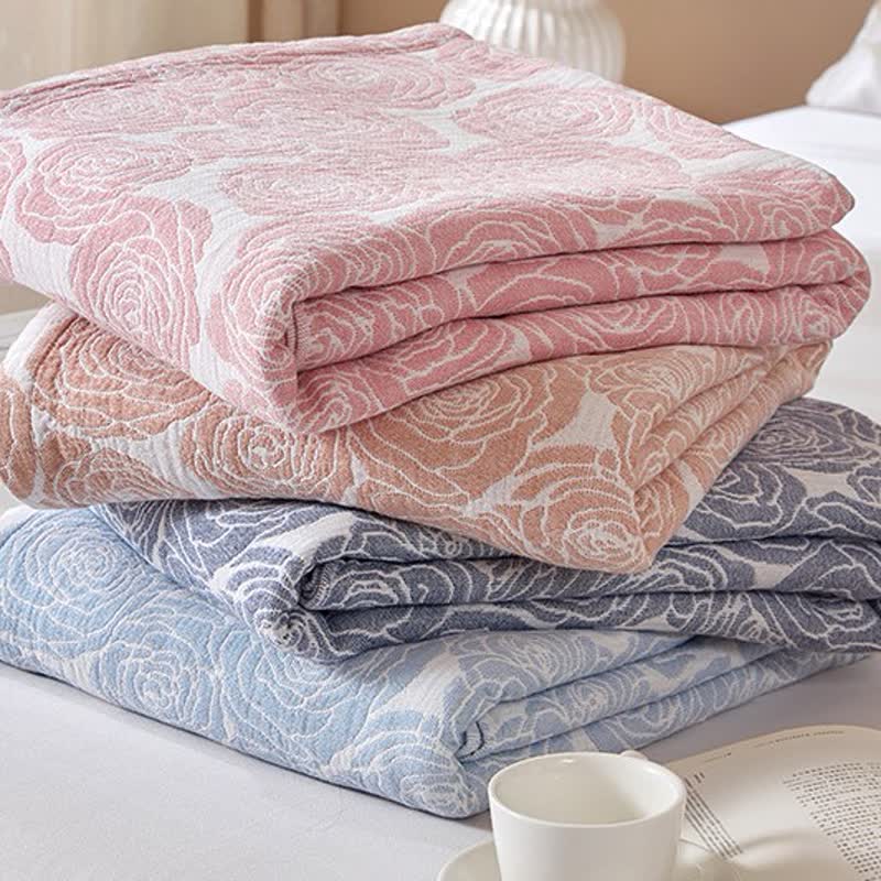 Rose Print Cotton Gauze Soft Summer Quilt