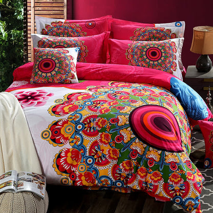 Boho Flower Pure Cotton Bedding Set (4PCS)