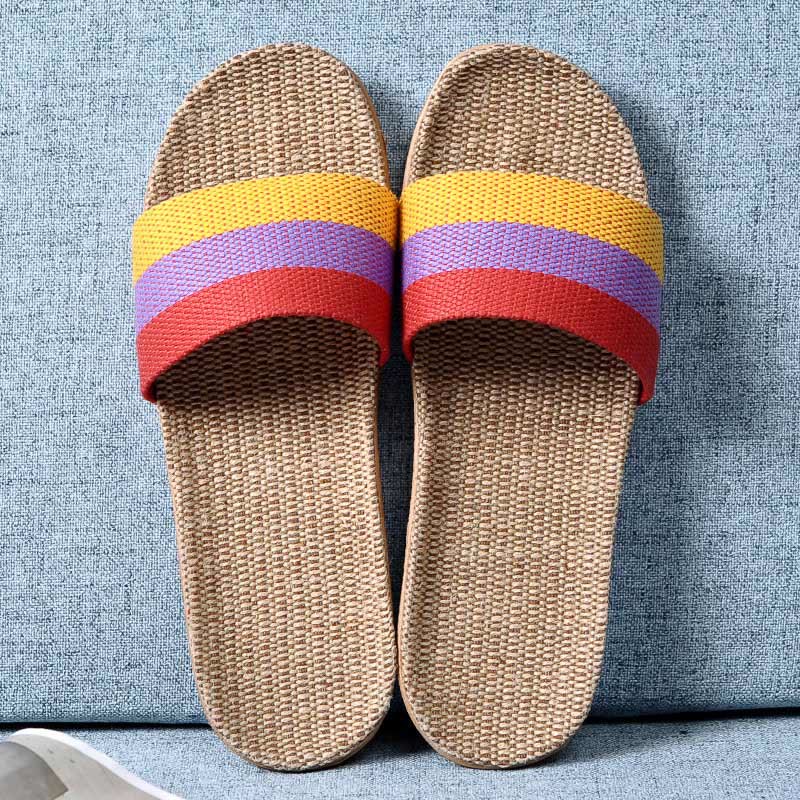 Simple Cooling Open Toe Flax Slippers