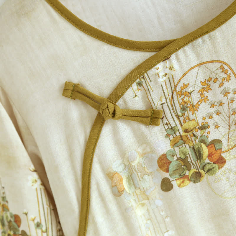 Retro Floral Bamboo Fiber Pajama Set - image 2