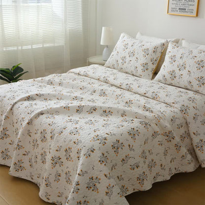 Rustic Floral Pure Cotton Quilted Bedding