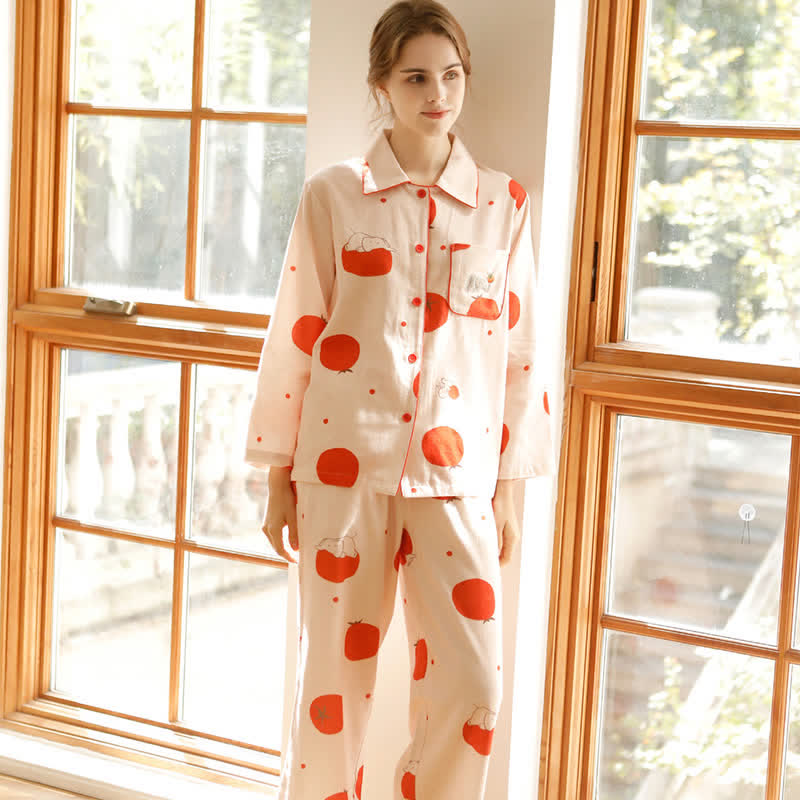 Ownkoti Cute Elephant Tomato Cotton Loungewear Set