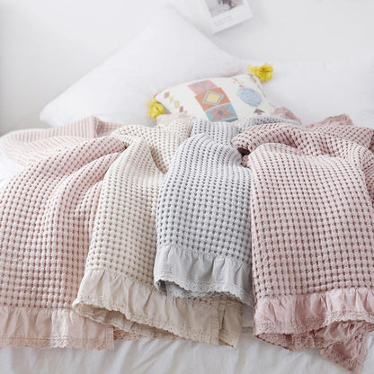 Ownkoti Waffle Weave Sofa Blanket Comfortable Quilt