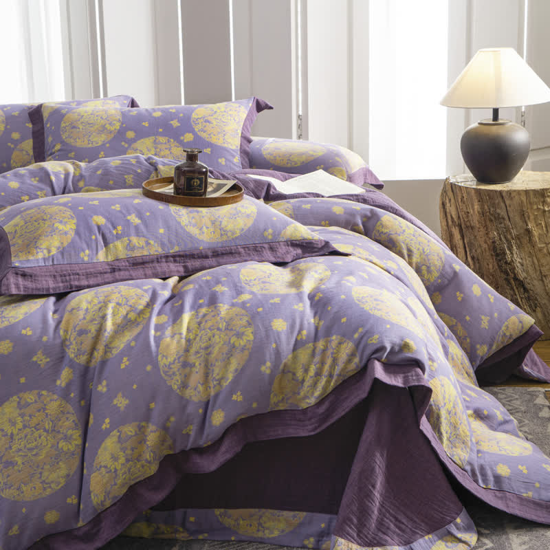 Cotton Gauze Luxurious Floral Bedding Set(4PCS)