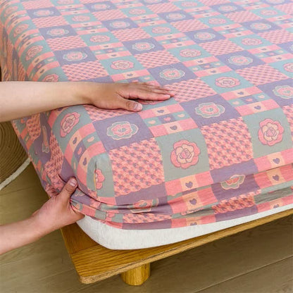 Jacquard Cotton Gauze Floral Fitted Sheet