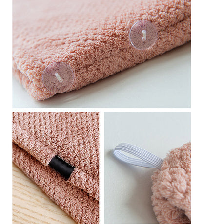 Soft Breathable Button Hair Drying Towel