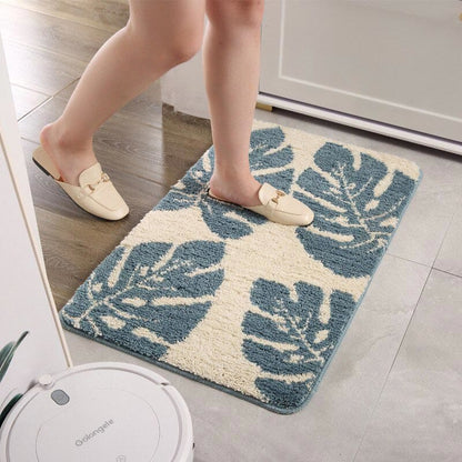 Ownkoti Leaves Print Anti-Slip Bathroom Rug