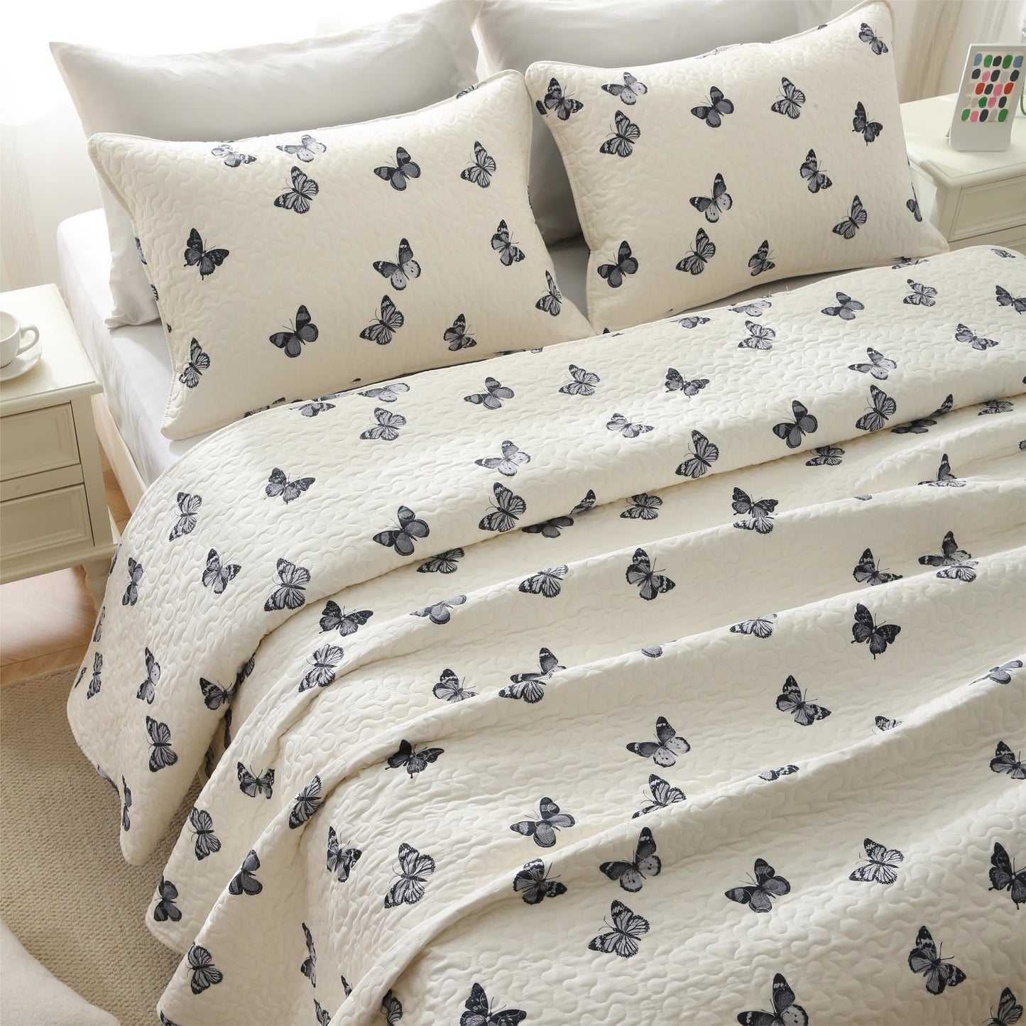 Elegant Buttefly Pure Cotton Quilted Bedding