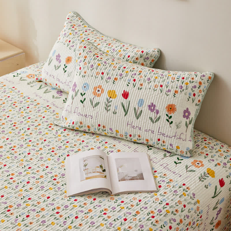 Pure Cotton Quilted Colorful Floral Bedding