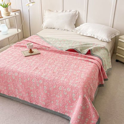 Cotton Gauze Floral Reversible Summer Quilt