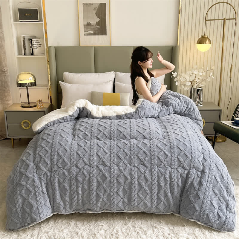 Jacquard Solid Color Comfy Fluffy Blanket