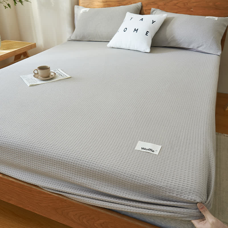 Pure Cotton Waffle Texture Fitted Sheet