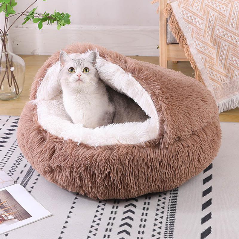 Semi-enclosed Warm Fleece Pet Bed