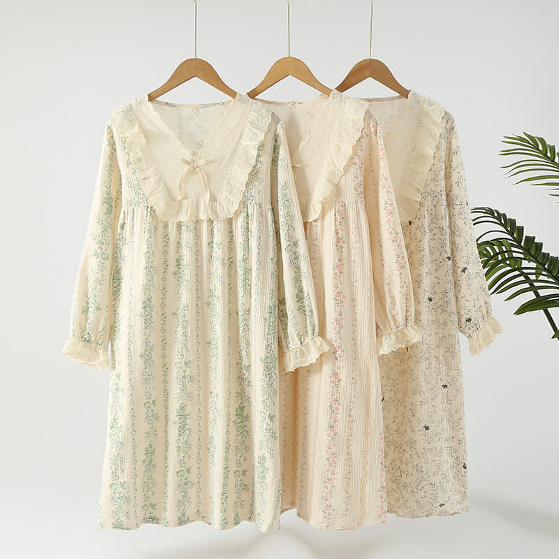 Pastoral Cotton Double Layers Gauze Nightgown - image 0
