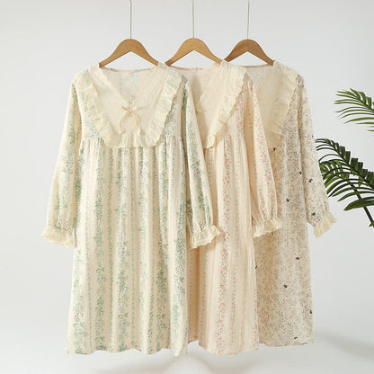 Pastoral Cotton Double Layers Gauze Nightgown - image 0