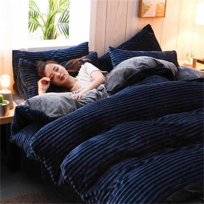 Pure Color Thick Velvet Bedding Set