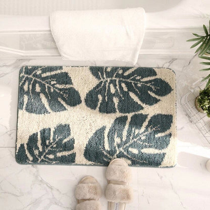 Ownkoti Leaves Print Anti-Slip Bathroom Rug