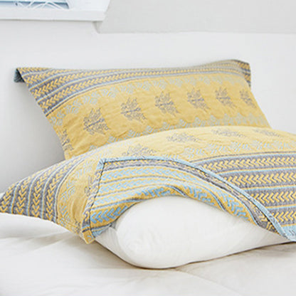 Ownkoti Yellow Bed Cotton Decorative Pillow Towel (2PCS)