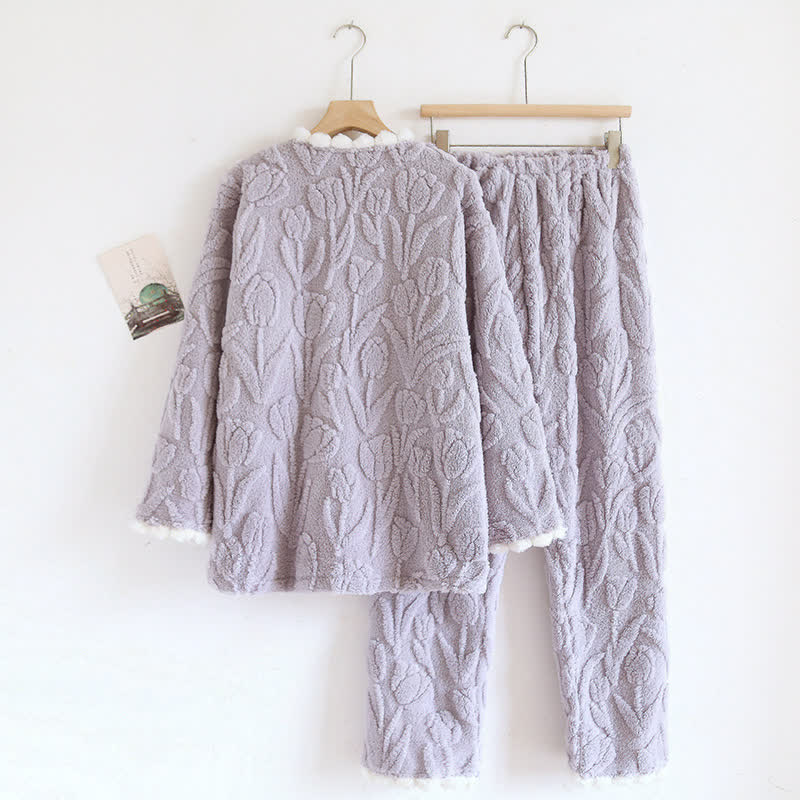 Rural Tulip Long Sleeves Fleece Pajama Set