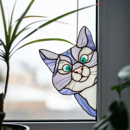 Ownkoti Stain Cat Suncatcher Window Ornament (Buy One Get One Free)