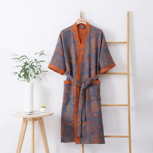 Cotton Gauze Natural Style Lightweight Robe