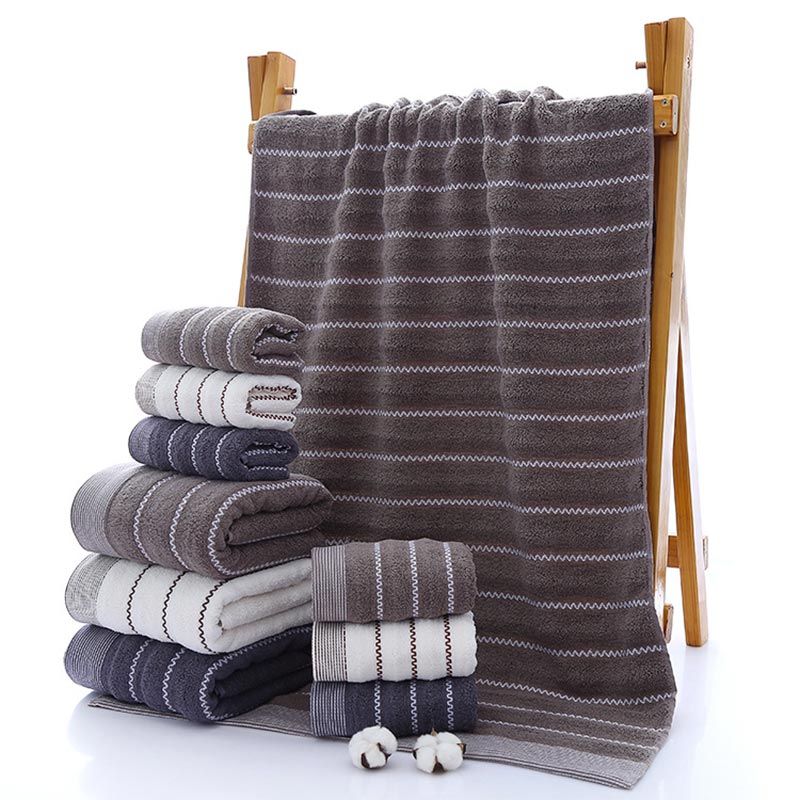 Ownkoti Striped Bath Towel Bathroom Towel Set