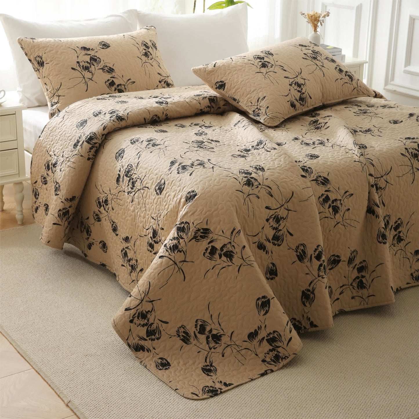 Quilted Cotton Vintage Floral Bedding