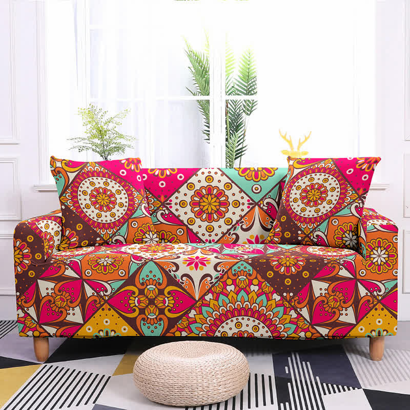 Ownkoti Retro Pattern Elastic Stretchable Couch Cover