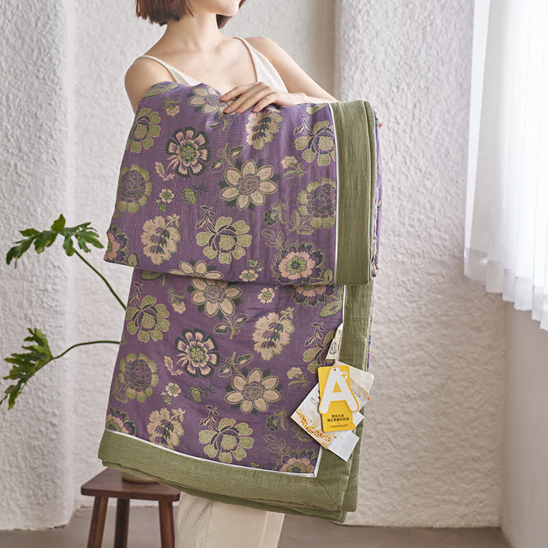 Jacquard Pure Cotton Gauze Floral Quilt