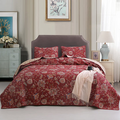 Retro Floral Pure Cotton Bedding Set(3PCS)